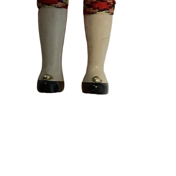 Vtg Scottish Bagpiper Doll Traditional Highland Dress White Fur Hat Plaid Kilt - Picture 7 of 8